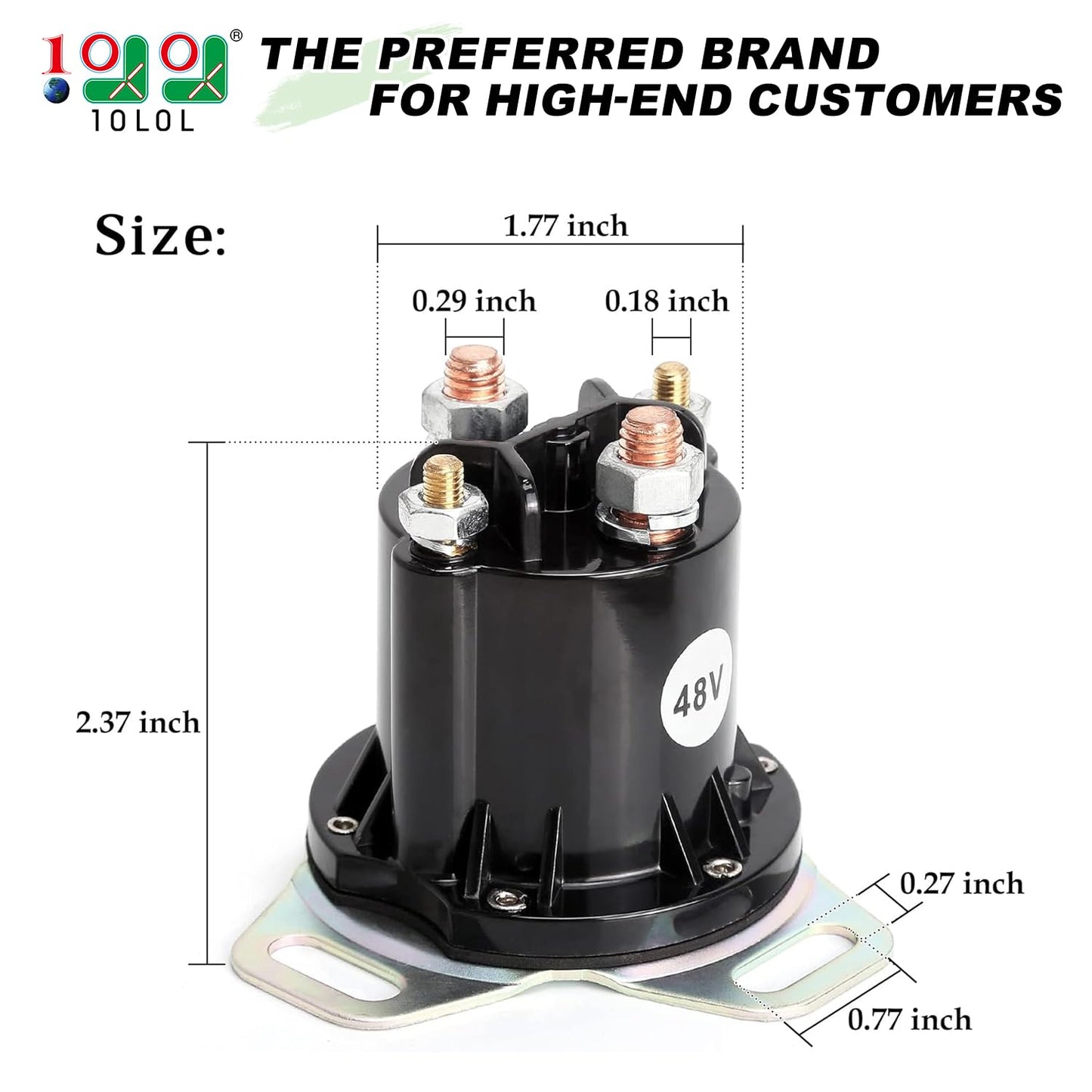 10L0L Golf Cart 48V Solenoid for EZGO RXV, 4 Terminal 150A, Replace OEM 624317, 649373