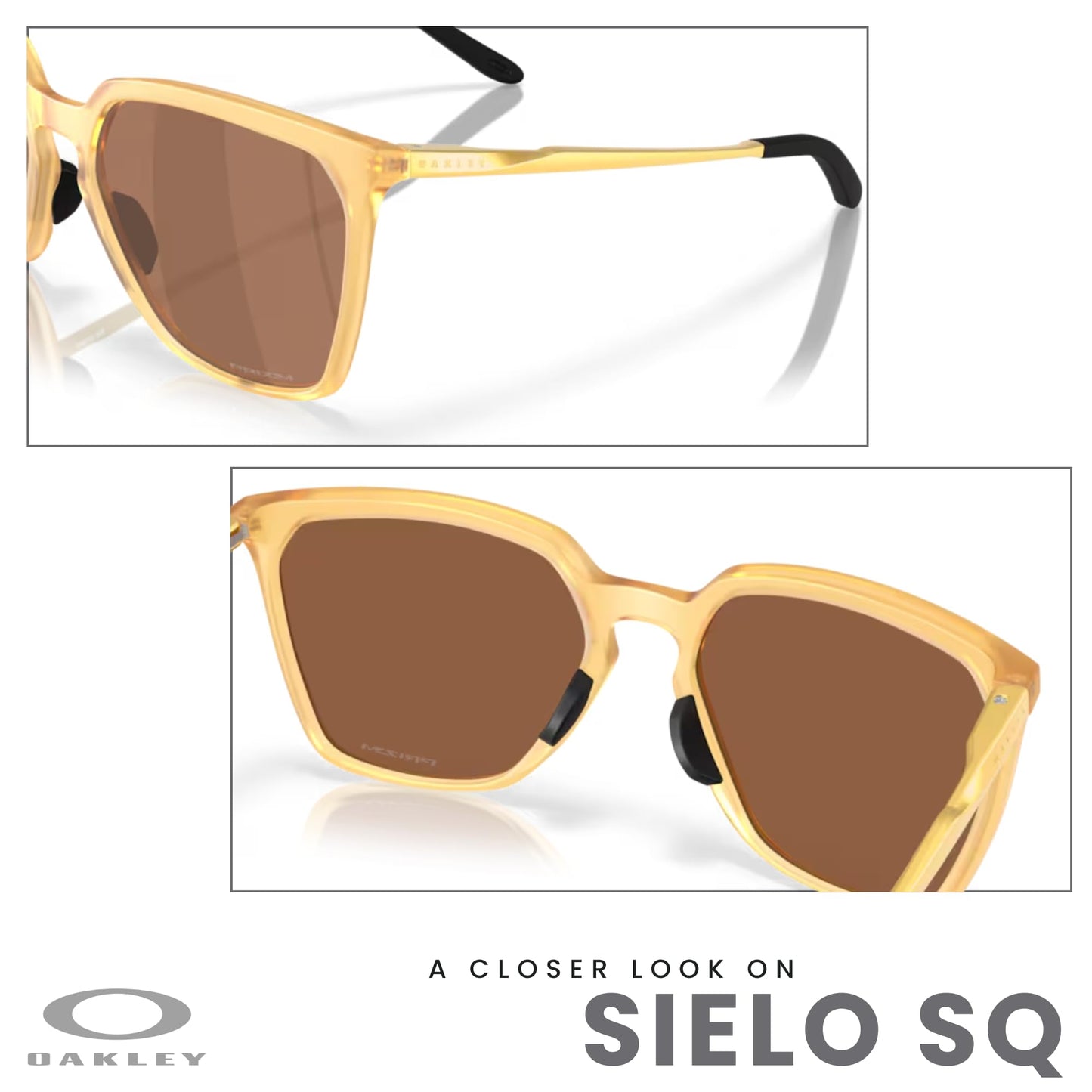 OAKLEY Sielo SQ OO9480 948005 57MM Matte Transparent Light Curry/Prizm Tungsten Rectangle Sunglasses for Women+ Bundle Accessory Leash Kit, Microfiber Pouch