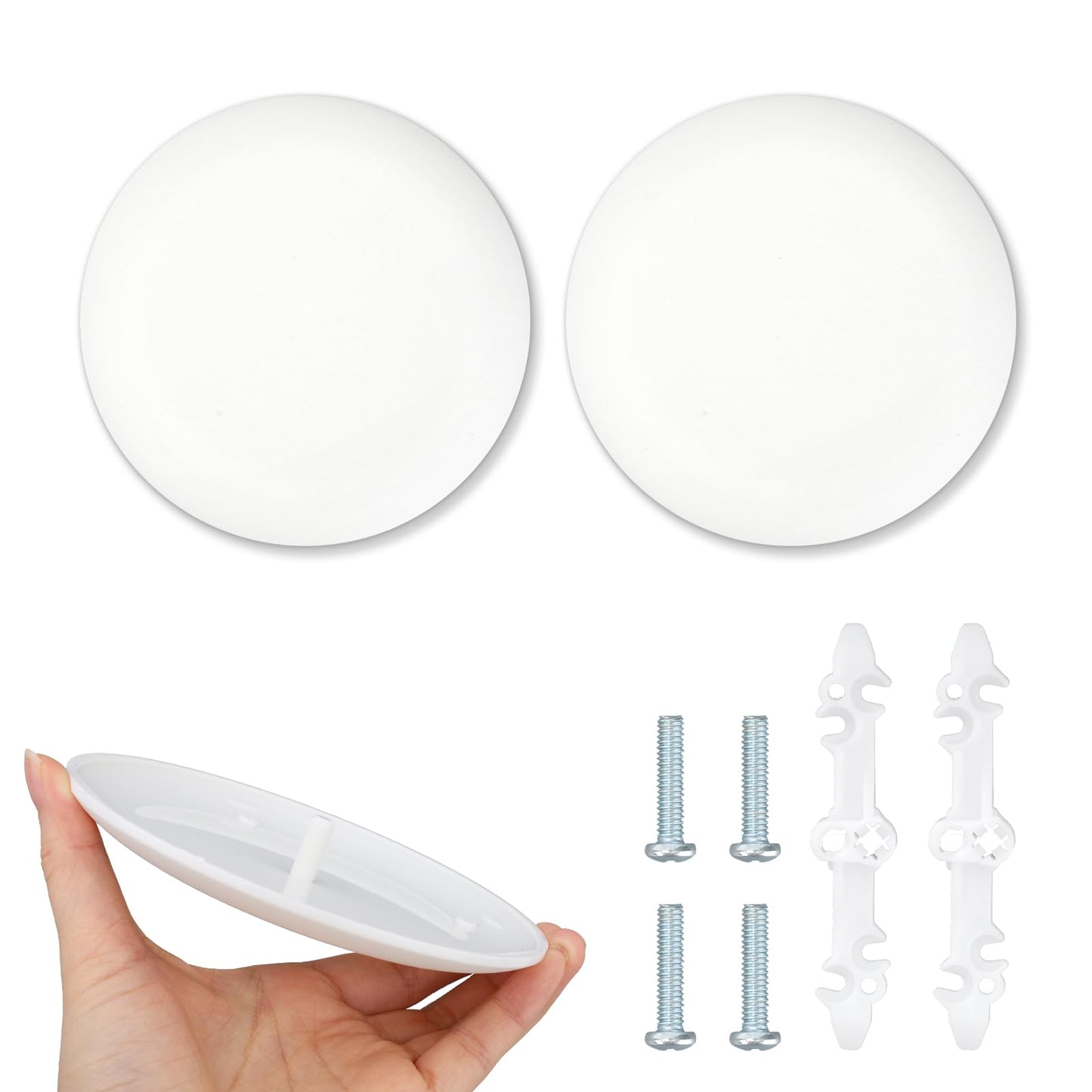 2pcs CP3540 Ceiling Cover Plate, Plastic Round Electrical Box Cover for 3-1/2" to 4" Holes Wall Smog Detector Light Fan Fixture Hole Concealer (White)