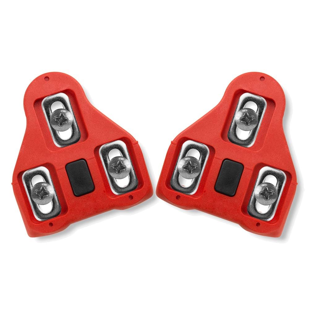 BV Bike Cleats Compatible with Look Delta and Peloton Bike - Adjustable 9 Degree Float System for Ultimate Stability and Power Transfer - Durable Red Metal Cleats for Road and Indoor Cycling Shoes