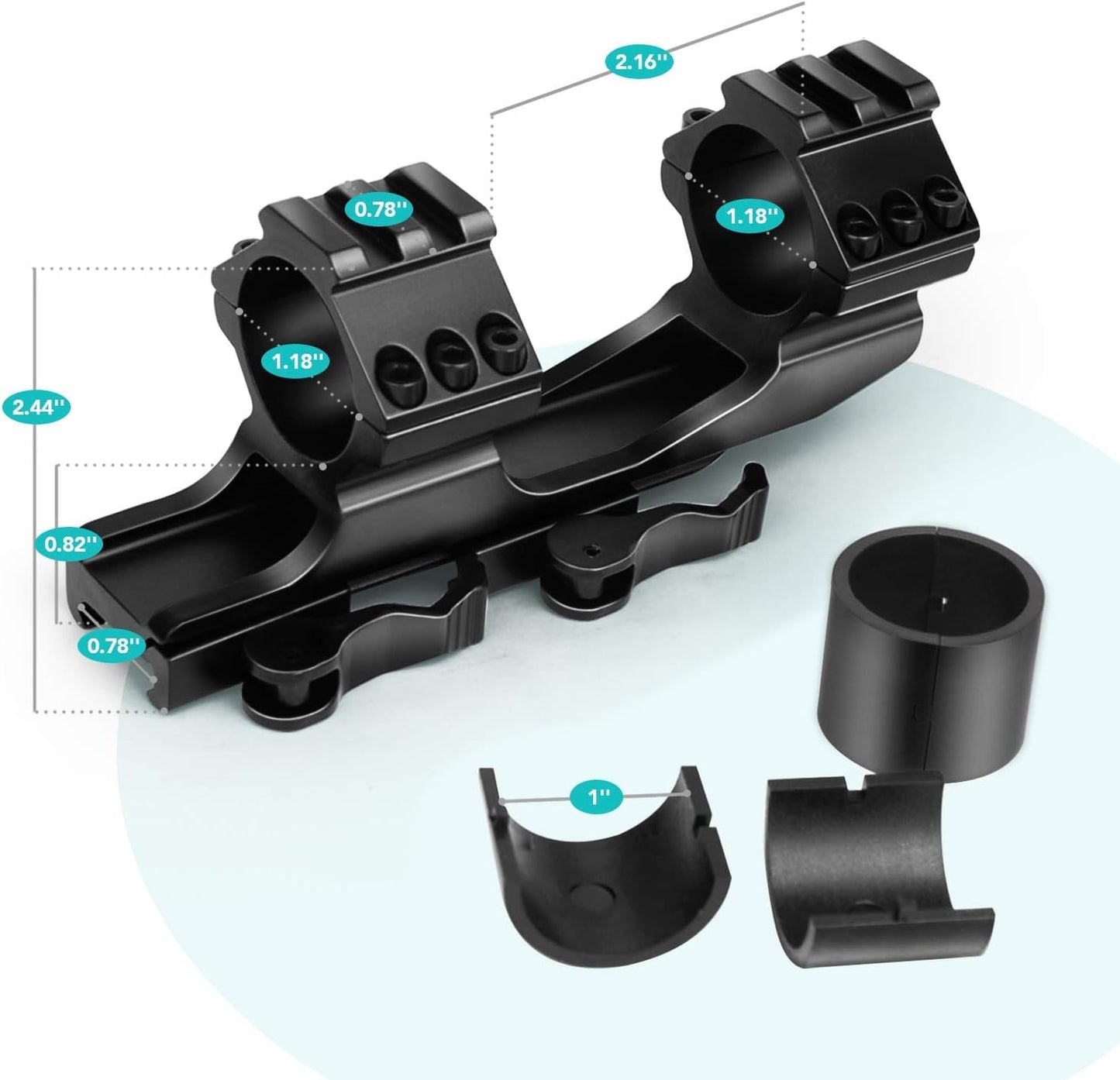 ZONEBIKE Scope Mount with 45 Degree Flip Up Sight and Adjustment Tools, Black, 1 inch Diameter, QD Quick Release, Aluminum Frame