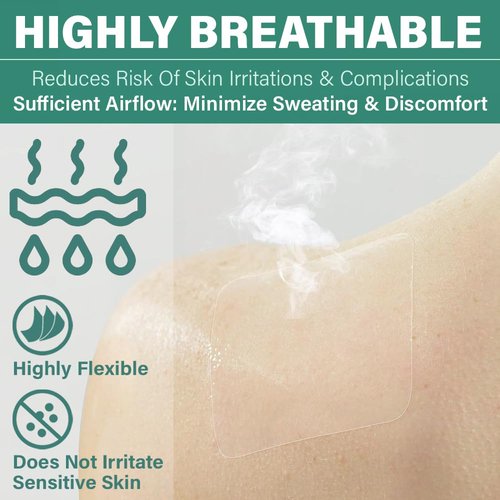 Everlit Care Transparent Film Dressing, Large Waterproof Adhesive Patch | Window Frame Wound Cover for Post Surgical Shower, IV Shield, Tattoo Aftercare Bandage (2.36" x 2.75" | 100 Pack)