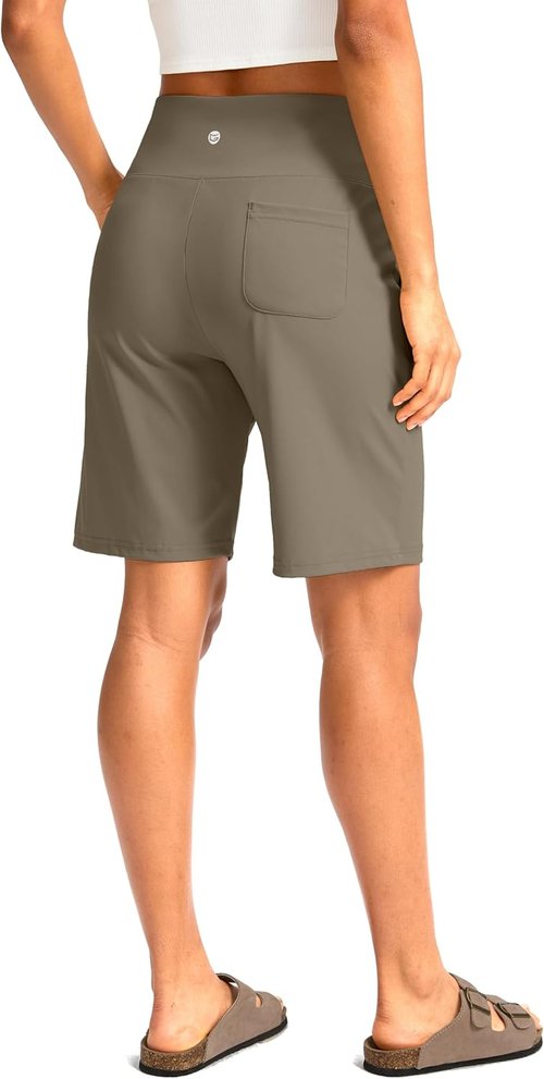 G Gradual Women's Bermuda Shorts - High Waisted 9" Knee Length with Pockets for Athletic Walking