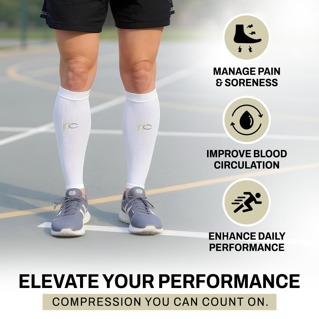 PRO Compression Calf Compression Sleeves for Men & Women - Shin Sleeves for Shin Splint Relief, Travel, and Running Support - Black, Large/X-Large