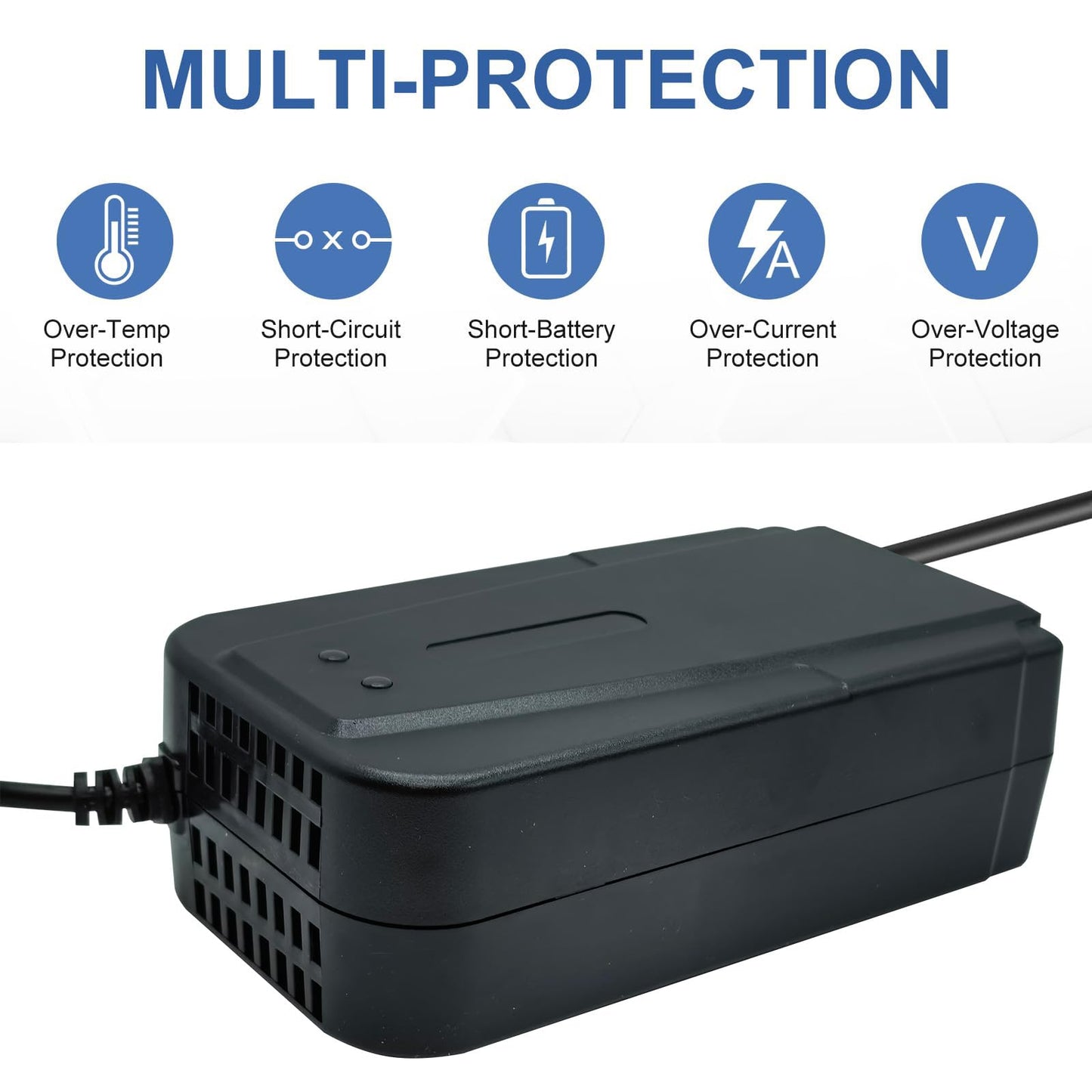 48V 20AH Lead Acid Battery Charger for Scooter, Go-Karts, Big Toys Baja, FitRight, Go-Bowen 100V-240V Input with 3 Pin Plug