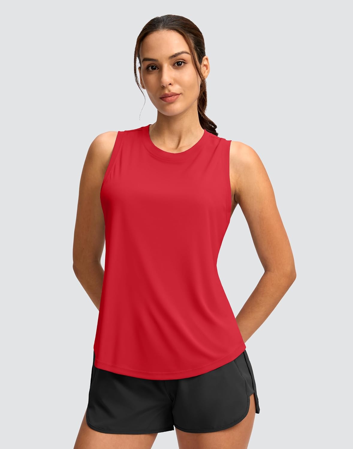 SANTINY Women's Sleeveless Workout Tank Tops - Lightweight Yoga & Tennis Shirts | Athletic Racerback Design