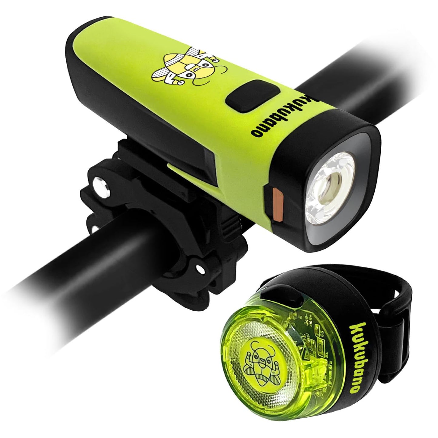 Kukubano LED Bike Light Set, USB Rechargeable Headlight and Taillight, Waterproof for E-Bikes, Scooters, and Mountain Bikes, 600 Lumens