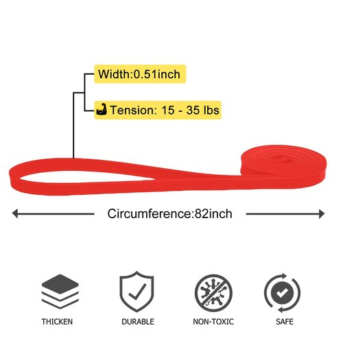 12 Pcs Resistance Bands - Pull Up Assist, Strength Training & Physical Therapy for Home Gym | Exercise Loop Bands for Men & Women (Red15-35lbs)