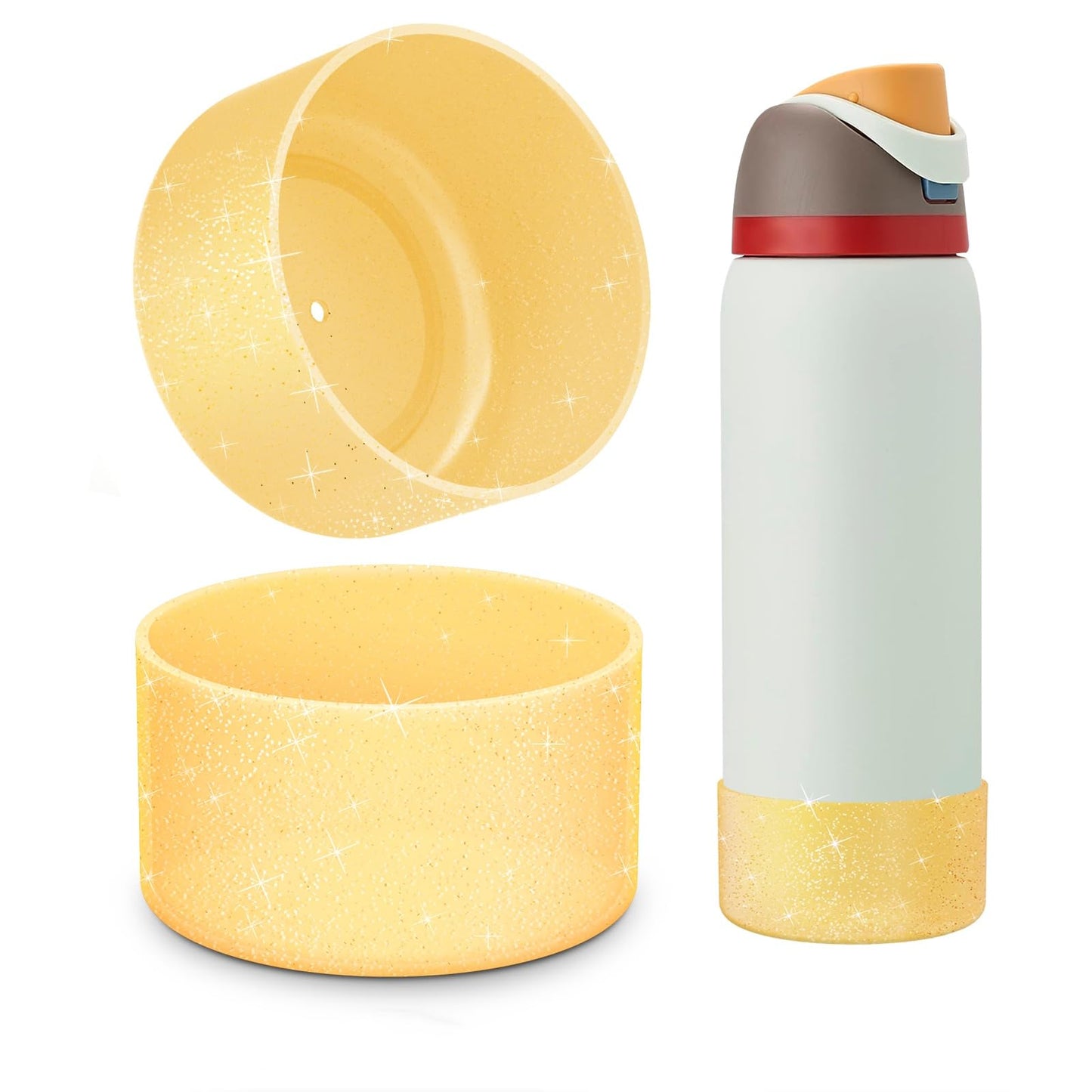 Beonsky 2 PCS Glitter Silicone Boot for Owala Water Bottle 40 oz, Anti-Slip Protective Sleeve for FreeSip/Twist/Flip Stainless Steel Water Bottles Accessories