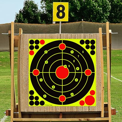 12x12 Inch Fluorescent Yellow Splatter Targets - 10 Pack for Shooting