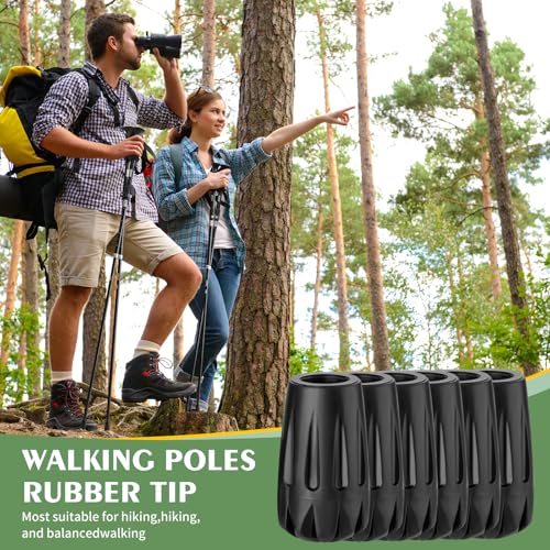 Universal Replacement Rubber Tips for Trekking Poles - Set of 6