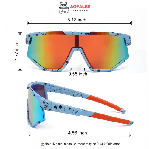 Aofalbe Kids Baseball Sunglasses, Youth Polarized Sports Sunglasses for Boys Girls, Softball Cycling Goggles UV400 Protection (Blue Frame Orange Lens)