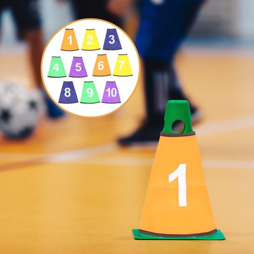 ibasenice 10 Pcs Numbered Cone Covers Sports Cones Covers Soccer Cone Collar Traffic Cones Training Marker Cone Number Cover for Soccer Basketball Football Outdoor Game
