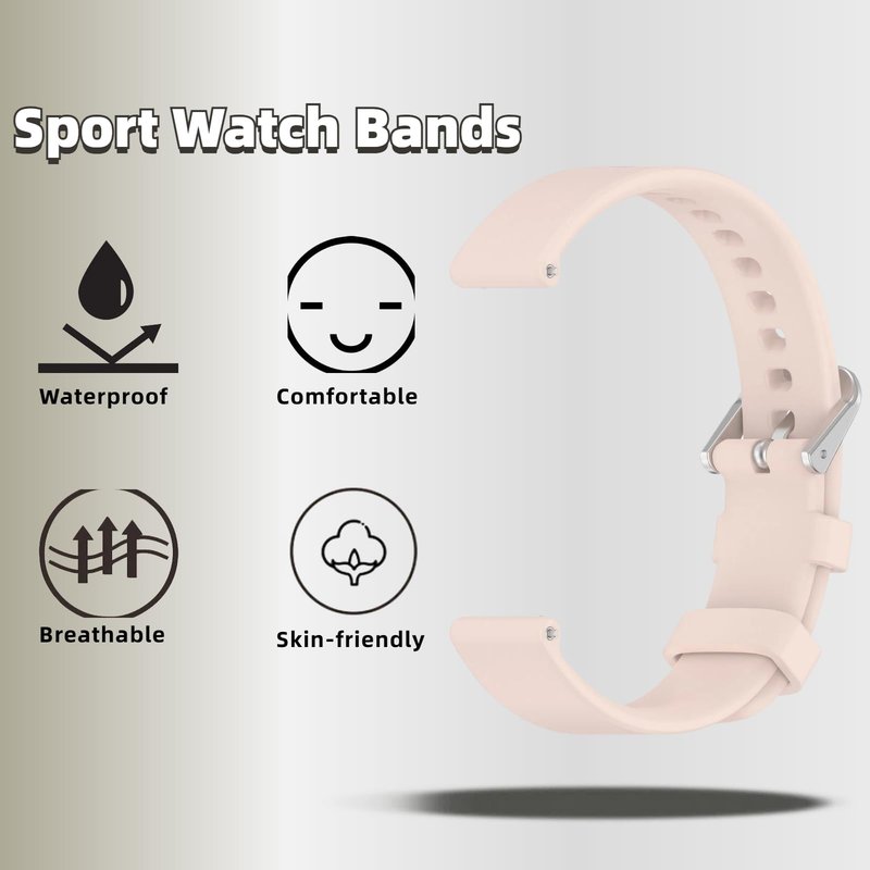 QHBAMD Band and Case for Garmin Lily 2, Soft Silicone Strap with Full Protective PC Cover, Breathable Replacement Wristband (Pink)