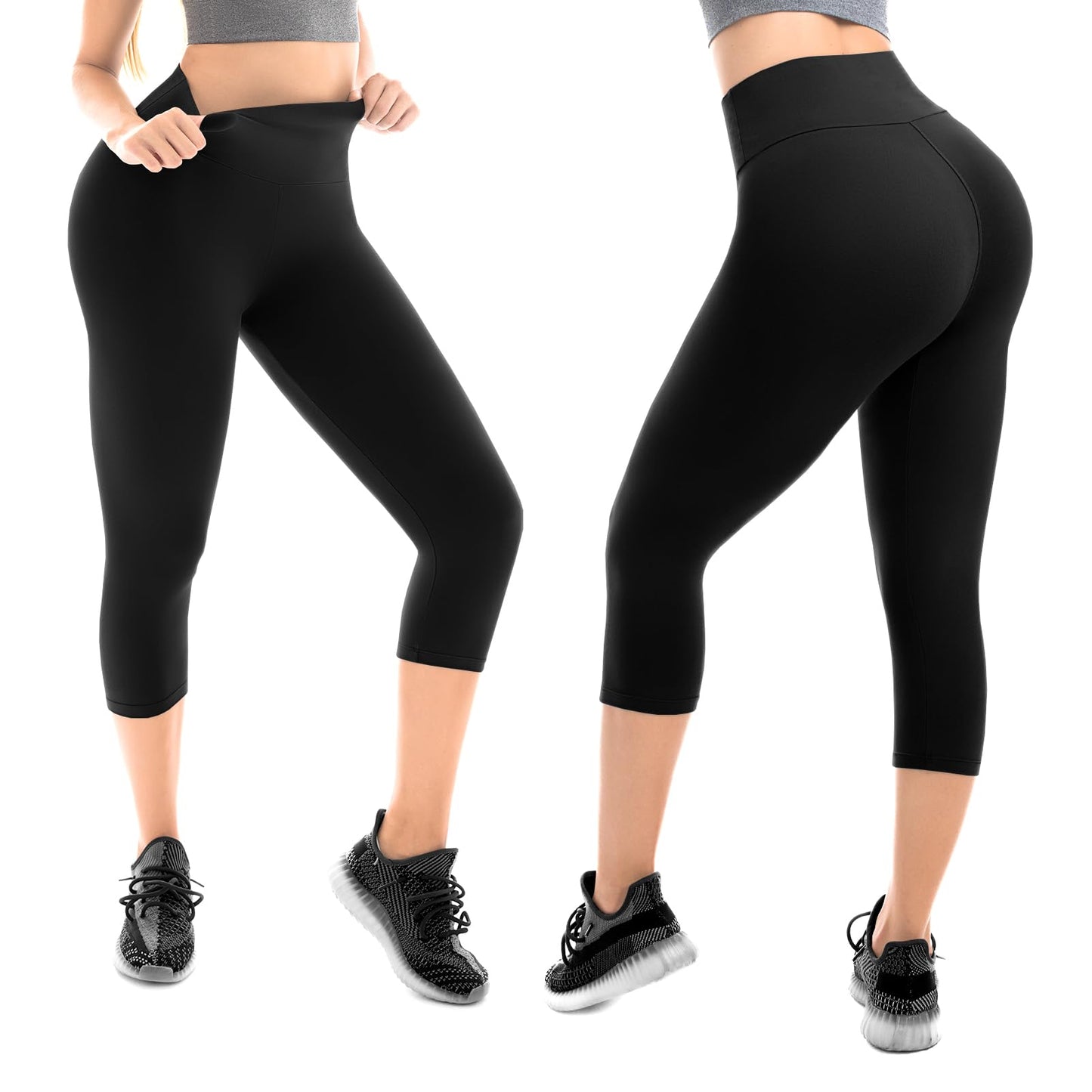 Walifrey Capri Leggings for Women, Buttery Soft High Waisted Leggings for Gym Yoga Workout (White SM)