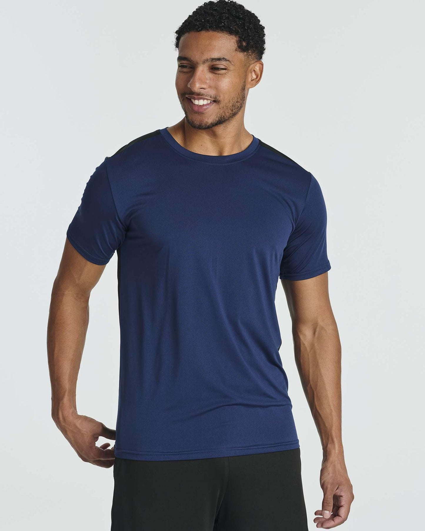 Real Essentials 5 Pack: Men's Dry-Fit Short Sleeve Crew Neck T Shirts Fitness Running Gym Workout Cool Exercise Athletic Tee, Set 15, Medium