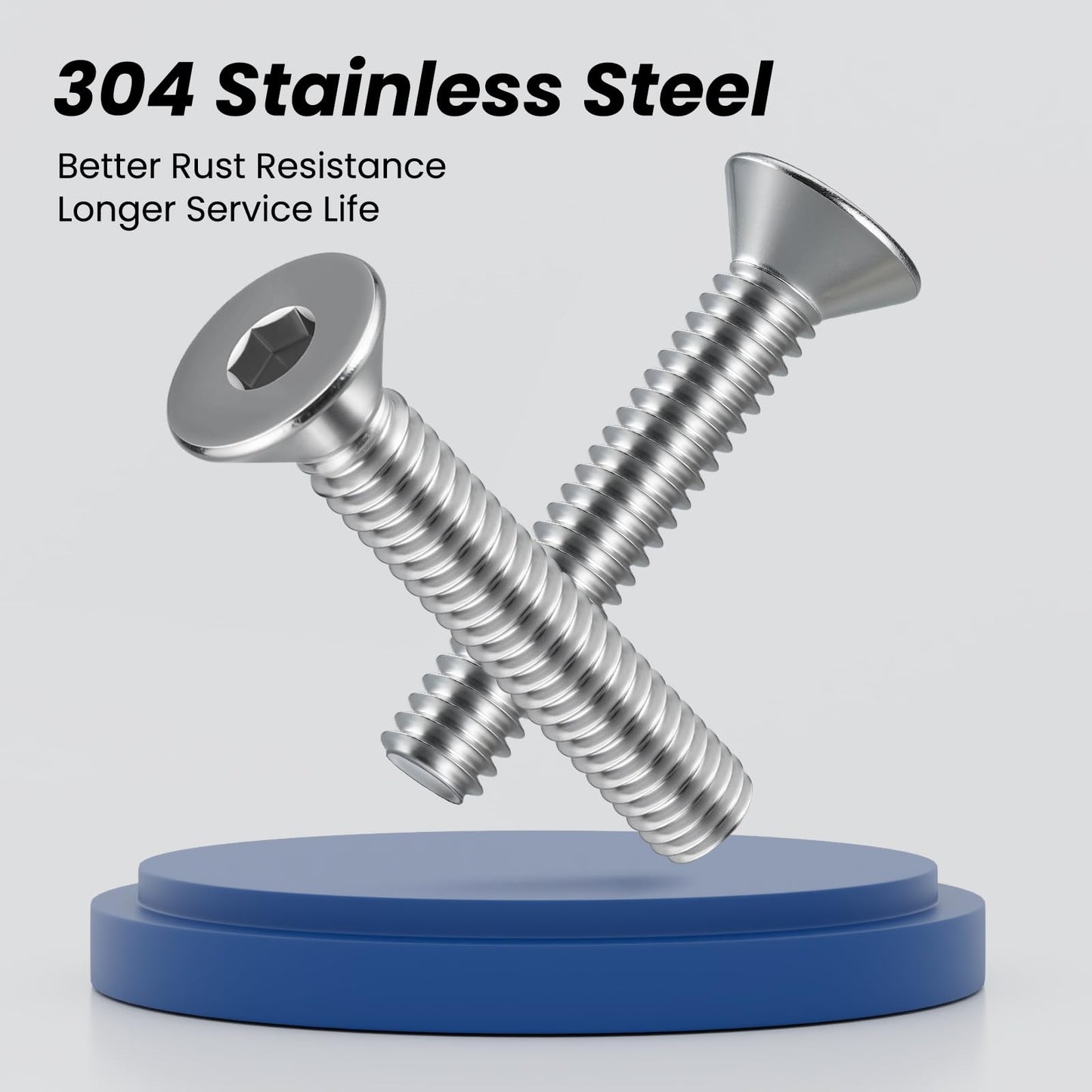 BNUOK 3/8-16 Bolt, 3/8-16 x 1 Inch Flat Socket Head Screws 15Pcs, 304 Stainless Steel 18-18 Countersunk Bolts, Full Thread, with Hex Spanner