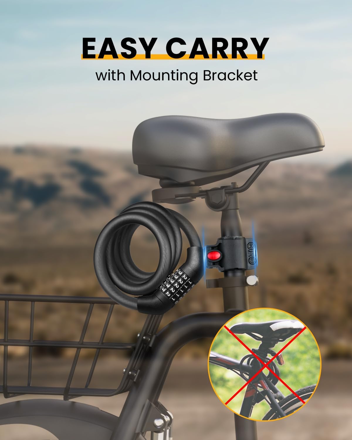 MULTIJOY Bike Lock Cable - Secure Combination & Key Anti-Theft Coiled Lock | Retrievable Design for Bikes & Scooters