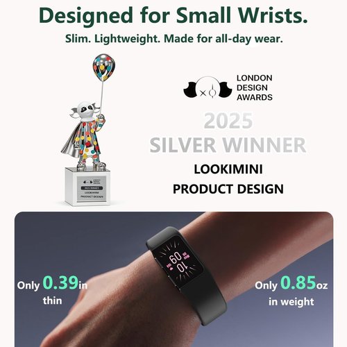 FITVII Slim Fitness Tracker - 24/7 Heart Rate & Blood Pressure Monitor | AMOLED, IP68 Waterproof Smart Watch for Men & Women