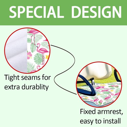 ORIGACH Flamingo & Leaves Golf Cart Seat Covers, Comfortable Cooling Golf Cart Blanket Towel, 100% Microfiber, Fits EZGO, Club Car, and More 2-Seat Golf Carts, 51x31inch