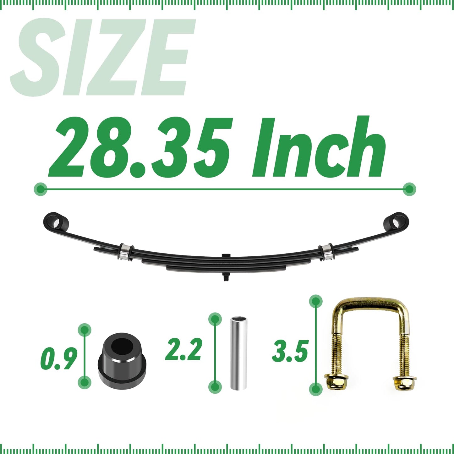 XUANYUDG0769 Heavy Duty 4-Leaf Golf Cart Rear Leaf Spring with Bushings and Sleeves for EZGO TXT 1994-up