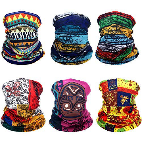 African Scarf Bandanas - 6 Pieces Unisex Neck Gaiter Set