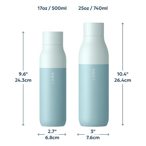 LARQ Bottle PureVis 17 oz - Self-Cleaning and Insulated Stainless Steel Water Bottle with UV Water Purifier and Award-winning Design | Reusable & Travel Friendly, Seaside Mint