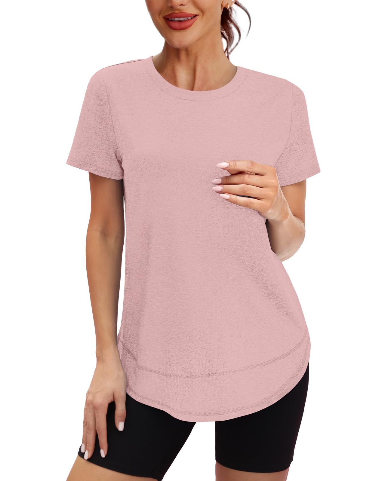 Oversized Tshirts for Women Dry Fit Plus Size Spring Clothes Summer Athletic Tops Workout Shirts Crewneck Blue 3XL
