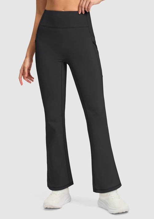 Jarvanv Women's Fleece Lined Pants with Pockets High Waist Thermal Flare Leggings Hiking Yoga Pants for Winter Cold Weather(Black, XL)