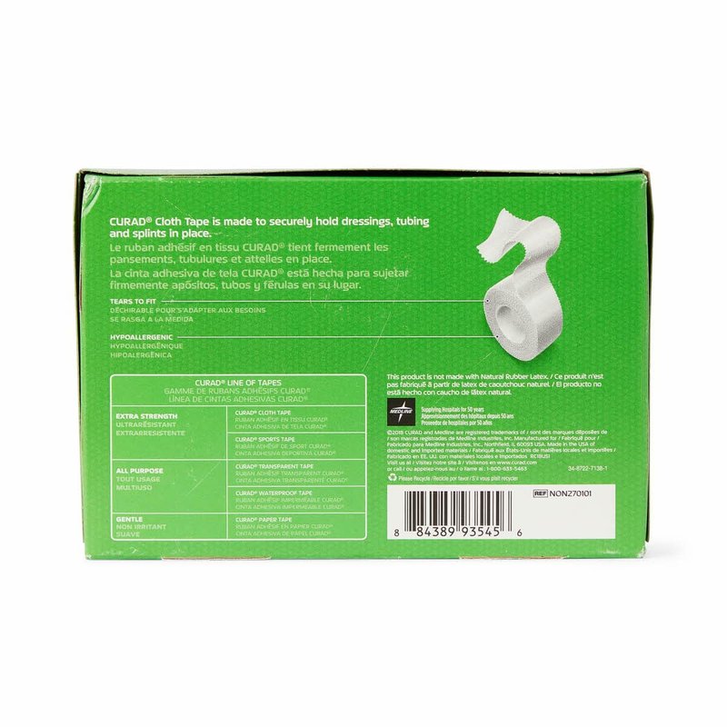 Curad Cloth Silk Adhesive Medical Tape, 1" x 10 yds, 12 Count