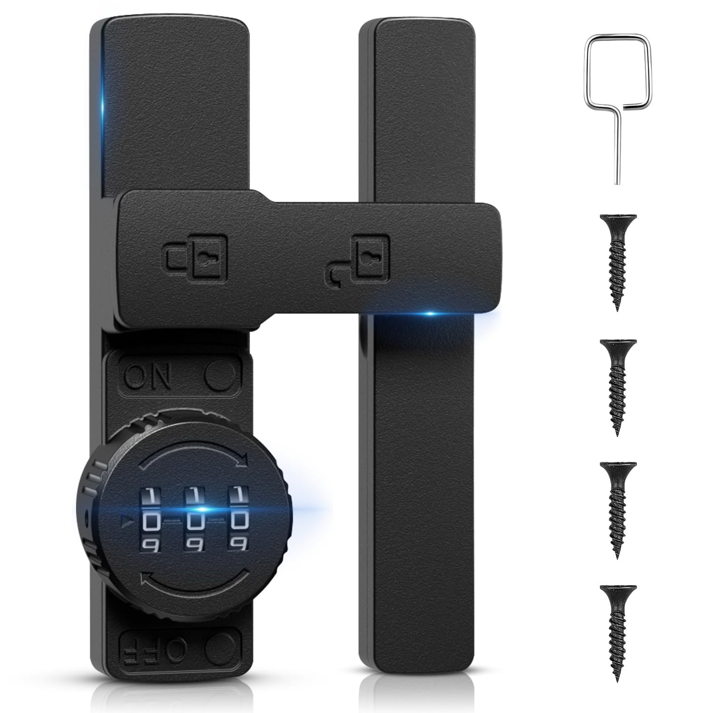 Barn Door Lock,180 Degree Flip Barn Door Locks and Gate Latches, Sliding/Bifold French Door Lock Latch for Gate Barn Garage Shed Window Cabinet Liquor 3-Digit Password Keyless,Black