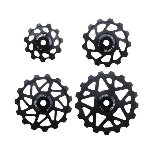 DJC Stone Bearing Pulley Wheel Gear Guide Roller 11t 13t 15t 17t MTB Road Bike Rear Derailleur for Shimano for Sram Over Sized Ordinary Tooth Pulley (Black Hollow, 13T)