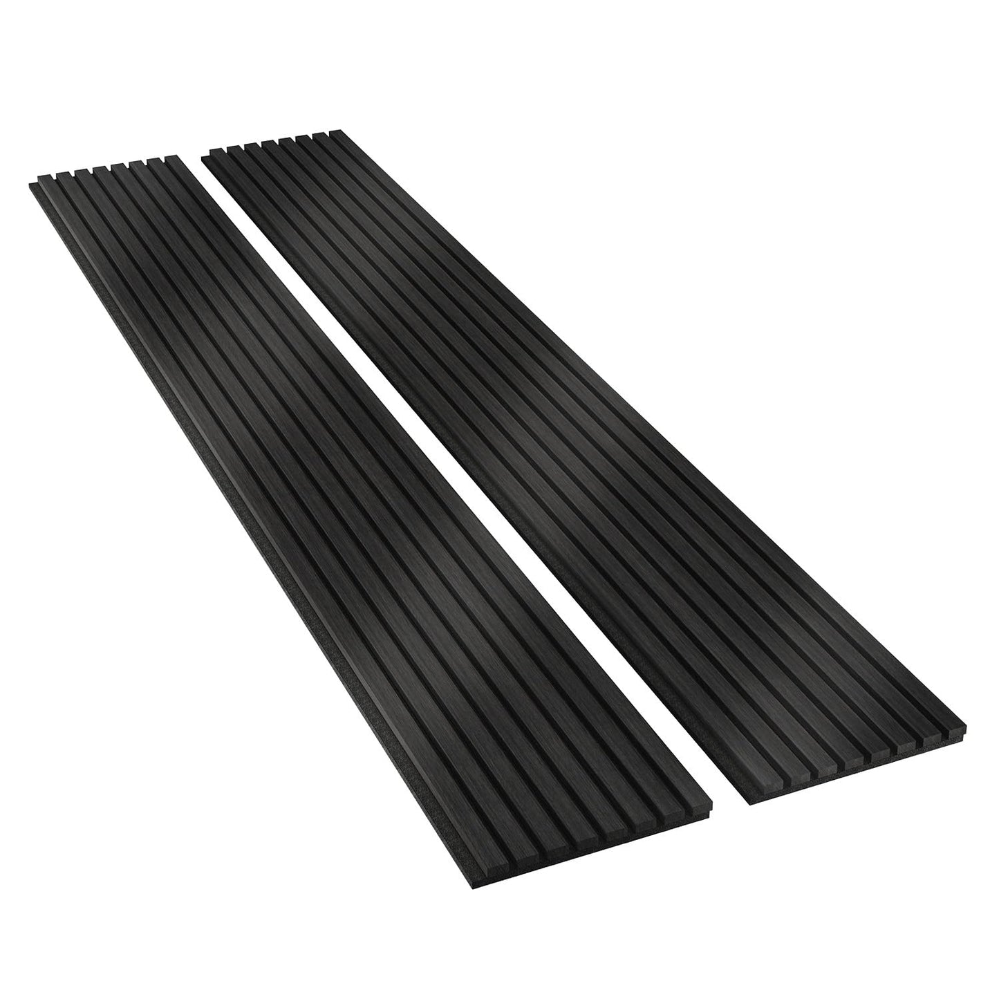 Sunny Heart Wood Slat Wall Panels, Solid Wooden Panels, 2 Pack 93.5" x 12.6" Soundproof Wall Panels, 3D Textured Wood Panel Acoustic Fluted Panels for Wall Decor, Black