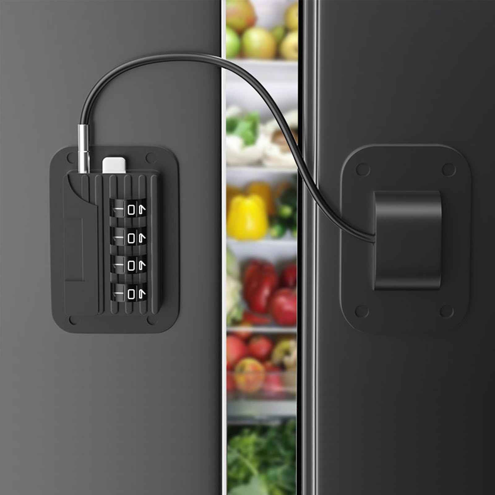 KIZZHISI Fridge Lock (2 Pack), Heavy Duty Combination Refrigerator Lock, for Fridge, Cabinets, Window and Child Locks for Cabinets and Drawers, Strong Non-Marking Adhesive No Drilling (Black)