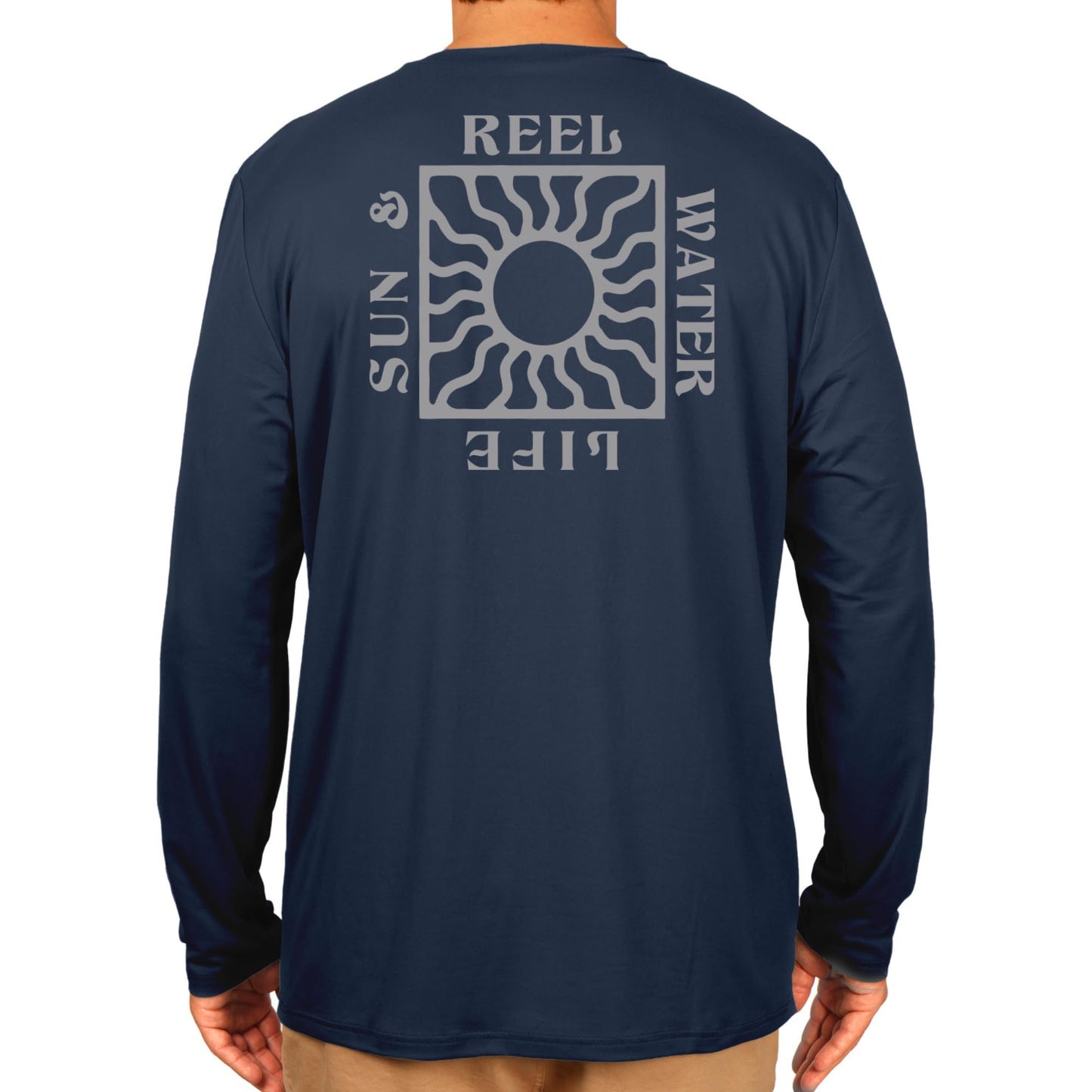 Reel Life Men's Jax Long Sleeve Shirt | UPF 50+ Sun Protection | Lightweight, Quick Dry, Breathable Top| Dark Blue, Large