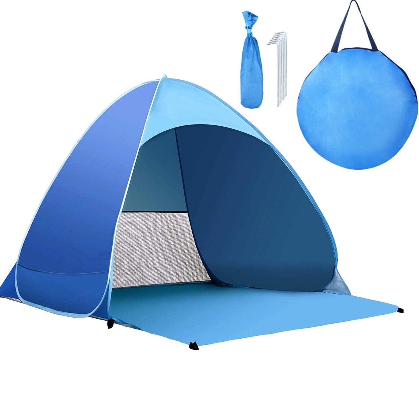 Pop Up Beach Tent – for 3-4 Person UPF 50+ UV Sun Protection Beach Shade Pop Up Sun Shelter with Carry Bag and Tent Stakes for Beach, Park, Camping (X-Large)