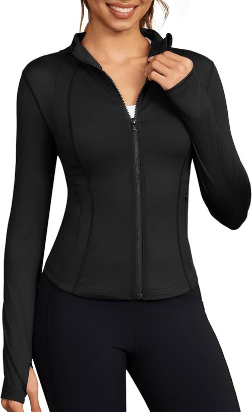 Bosmeer Workout Jackets for Women - Lightweight Zip-Up Slim Fit Yoga & Running Jacket | Stretchy, Cropped Design