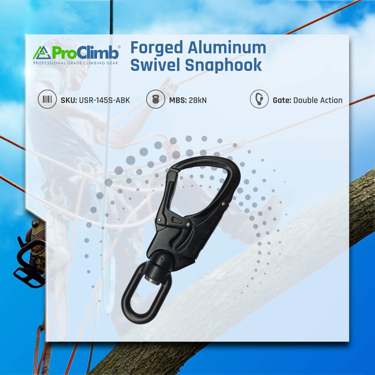 ProClimb Forged Aluminum Carabiner Snaphook | Perfect for Rock Climbing, Arborists, Fire Fighters, Rescue Ops