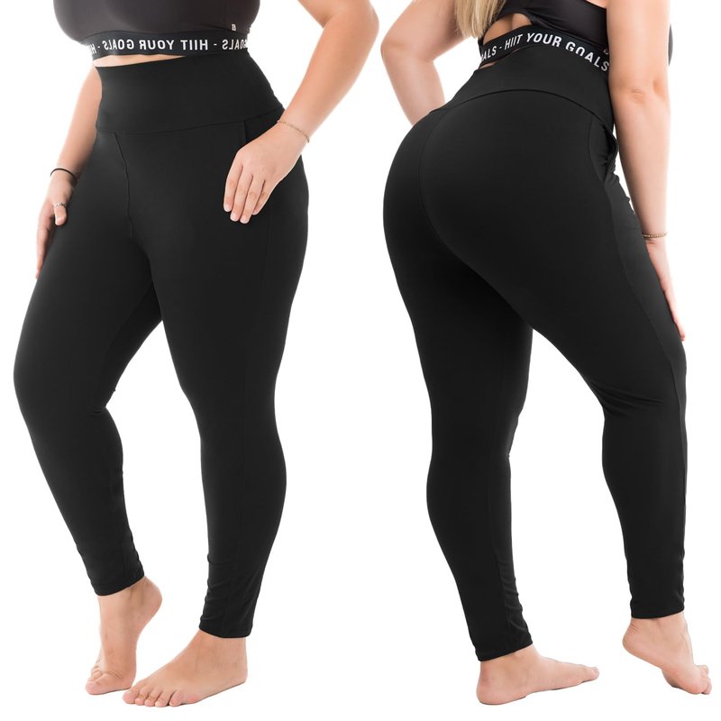 Walifrey Plus Size Leggings with Pockets for Women, High Waist Opaque Tummy Control Leggings White XXL