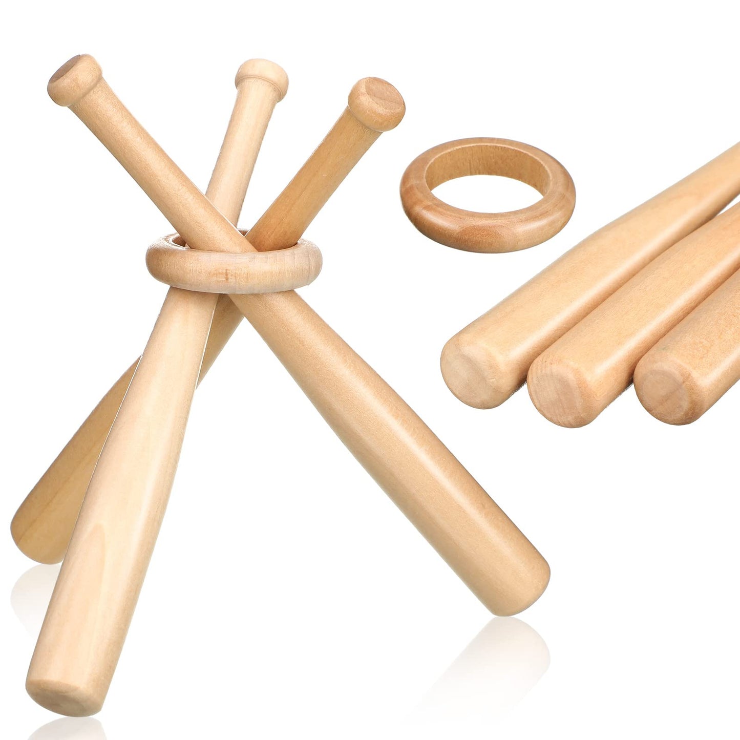 Mudder Baseball Display Stand Holders Bat Racks Wooden Balls Display Cases Bulk Baseball Centerpieces for Sports Theme Birthday Party Decorations Sports Lover Gifts(Light Brown,3 Pack)