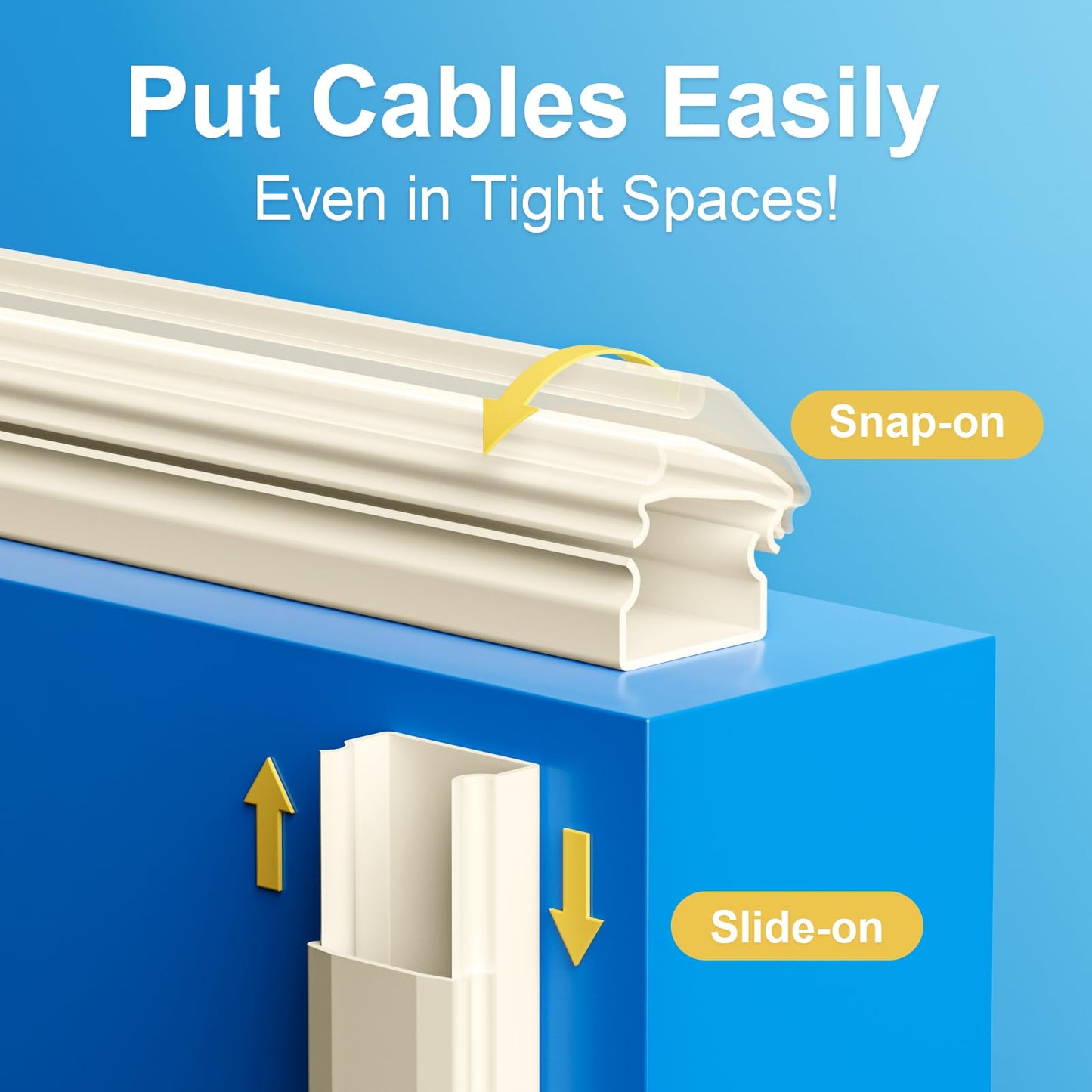 Yecaye TV Cord Hider, 47In Large Cable Hider, Wire Covers for 4 Cords, Wire Hiders for TV on Wall, Cable Raceway Concealer, 3×L15.7in W1.18in H0.6in, Beige