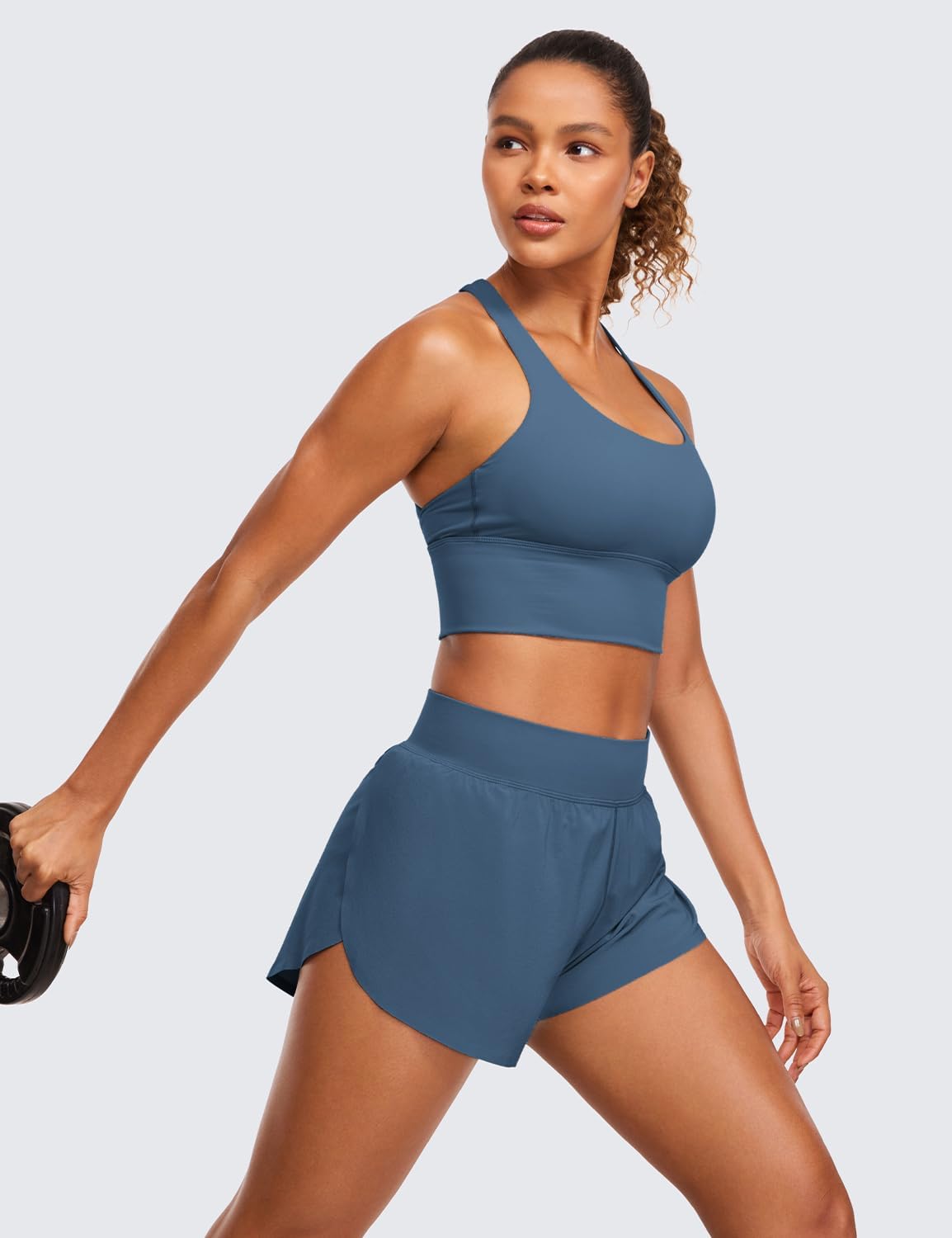CRZ YOGA High Waisted Running Shorts - Comfy Mesh Liner for Women | Quick Dry Athletic 3" Length