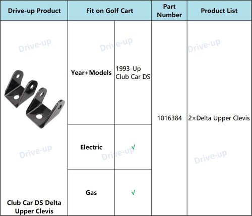 Drive-up Golf Cart Delta Upper Clevis for Club Car DS 1993-Up Gas and Electric Models OEM 1016384