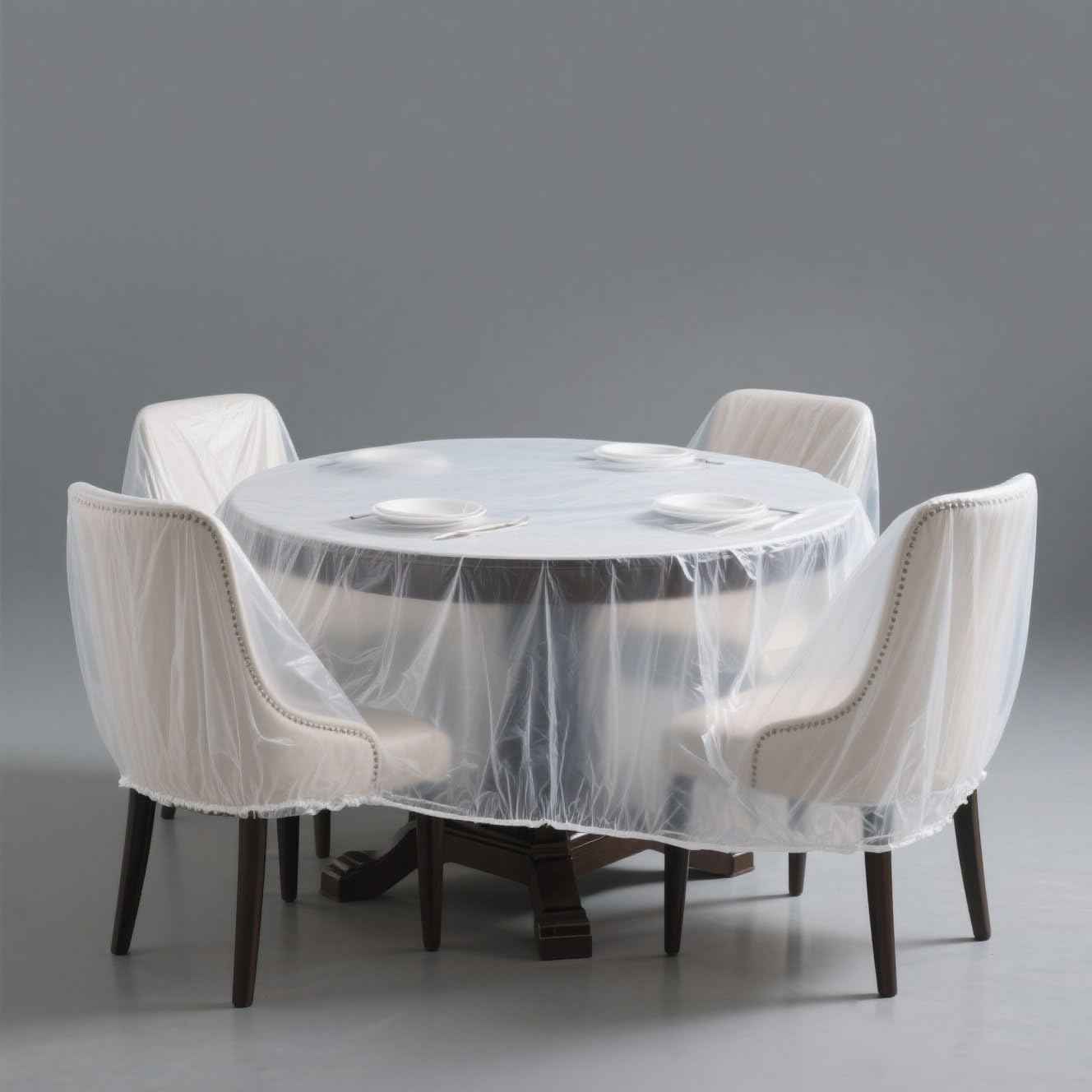 15 Pcs Disposable Furniture Dust Covers with Elastic, Plastic Dust Cover for Sofa Chair Dining Table TV Stand, Extra Large Clear Couch Bed Protector Covers for Moving and Storage, 3 Sizes (3XL 6L 6M)