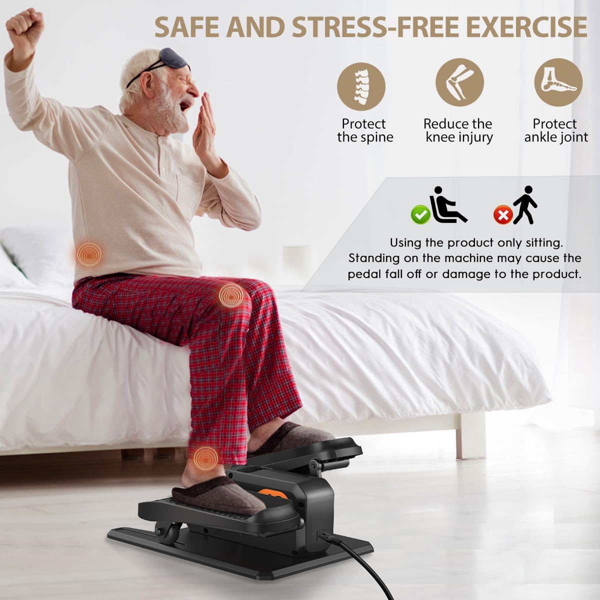 Skiennix Under Desk Elliptical Machine - Quiet Electric Pedal Exerciser with 15 Speeds & Remote Control