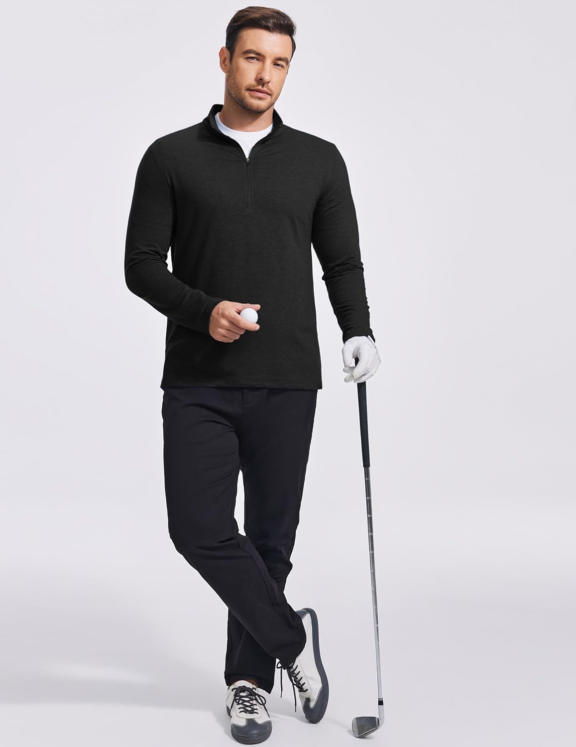 PINSPARK Men's Lightweight Quarter Zip Pullover | Performance Mock Neck Golf Sweatshirt