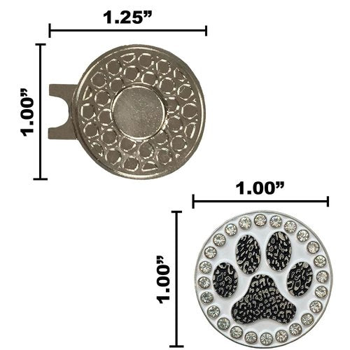 Giggle Golf Bling Golf Ball Marker with Magnetic Hat Clip – Paw Print Sparkly Marker for Women Golfers – Fun Golf Gift with Organza Bag & Bonus Hand Cream