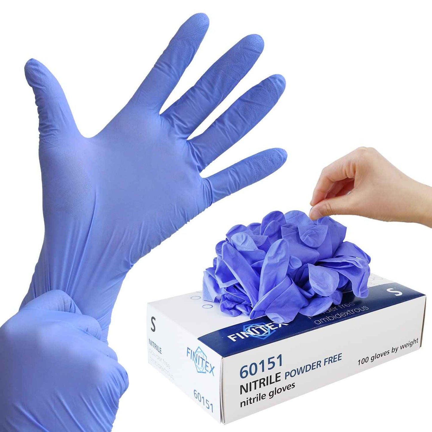 FINITEX Disposable Nitrile Exam Gloves 1000 PCS - 3.2mil Ice Blue Powder-free Latex-Free Examination Home Cleaning Food Gloves (M)
