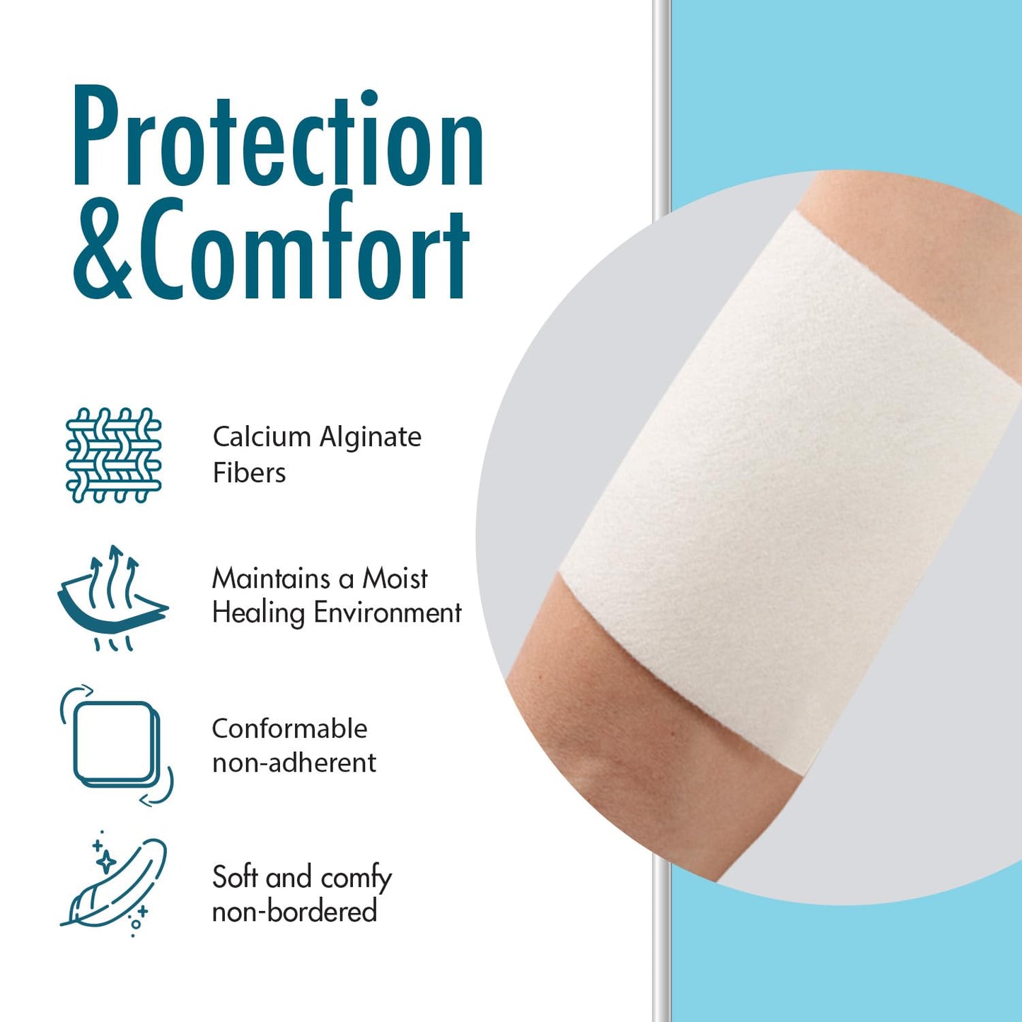 Dynarex DynaGinate Calcium Alginate Wound Dressing - Sterile, Non-Stick Topical Wound Pads - Absorbent Gel Patches For Moderate To High Exuding Cuts - For Medical & Home Use - 4.25"x 4.25", Box of 10