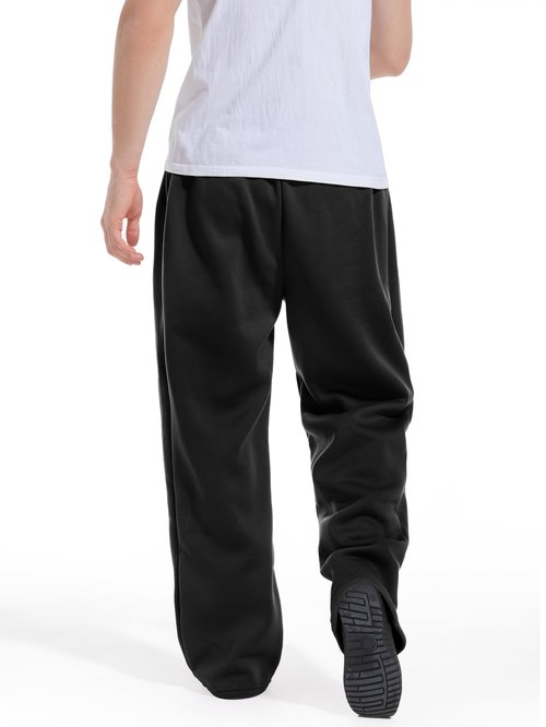 ZUGJAM Men's Baggy Sweatpants Wide Leg Lounge Sweat Pants with Pockets Black XL